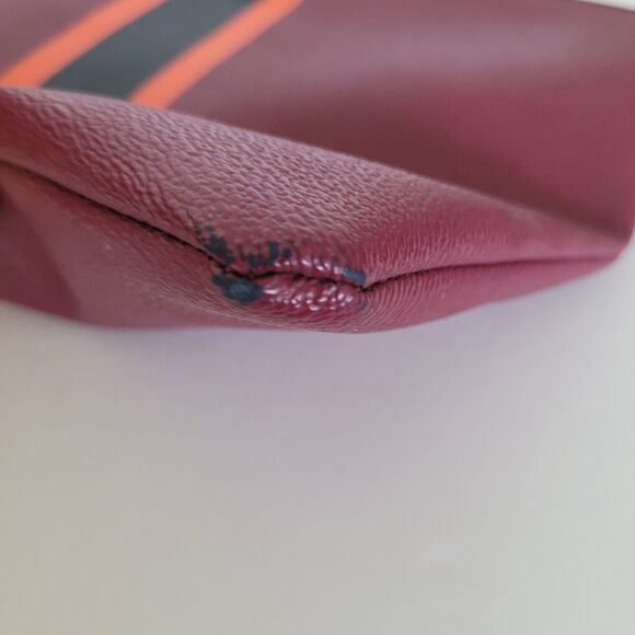 C Wonder Purple Red Stripe Clutch Zip Pouch Faux Leather Vegan Large Bag - Picture 8 of 9